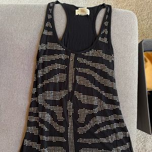 torn by ronny kobo black party tank top embellished rhinestone zebra pattern